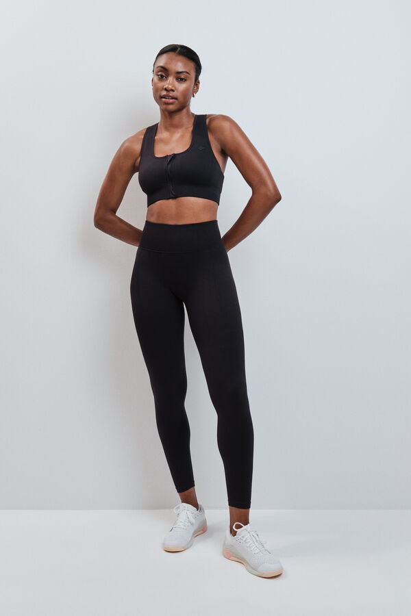 Dash and Stars Brasier deportivo negro con cierre SEAMLESS FIT negro