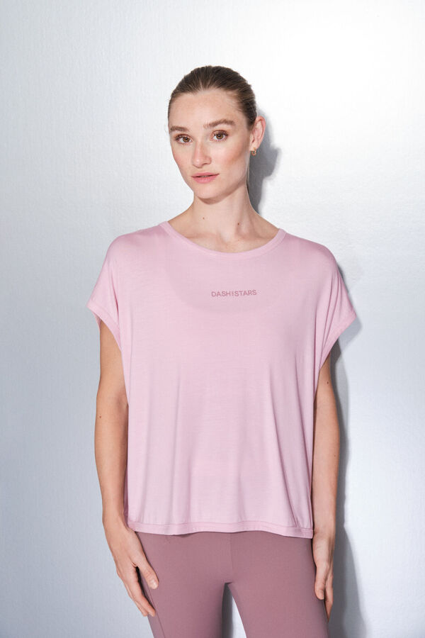 Dash and Stars Playera rosa de tejido extra suave rosa