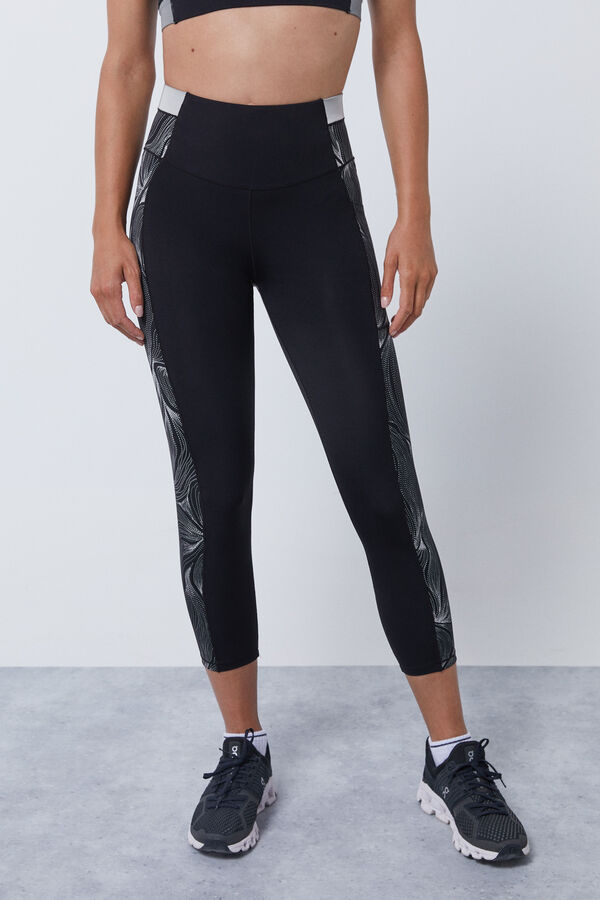 Dash and Stars Leggings crop reflectantes 4D Stretch gris