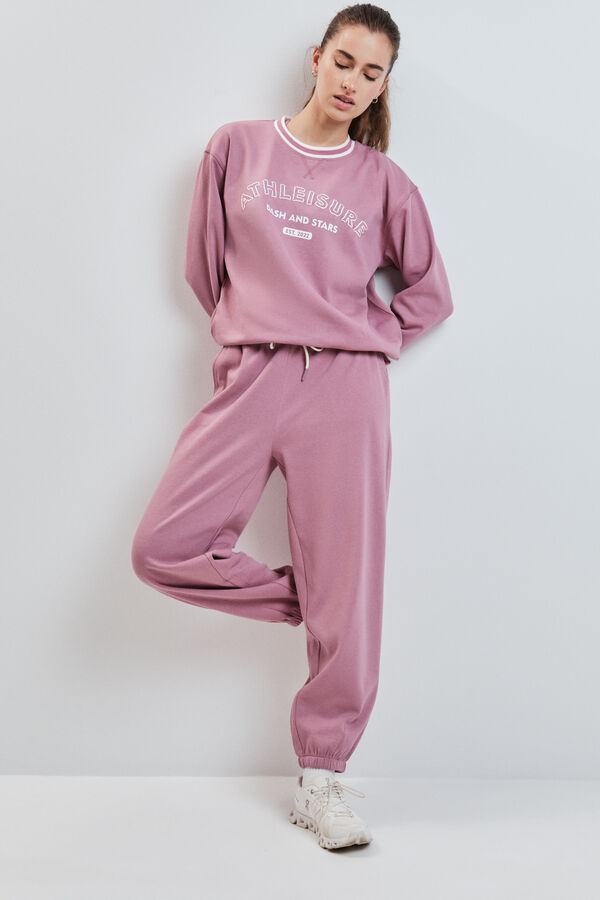 Dash and Stars Pantal&oacute;n recto de felpa rosa rosa