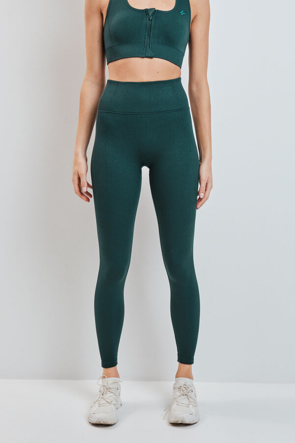 Dash and Stars Leggings de ajuste sin costuras verde verde