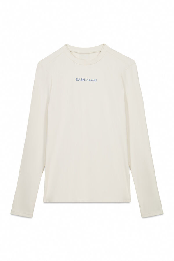 Dash and Stars Playera blanca de manga larga beige
