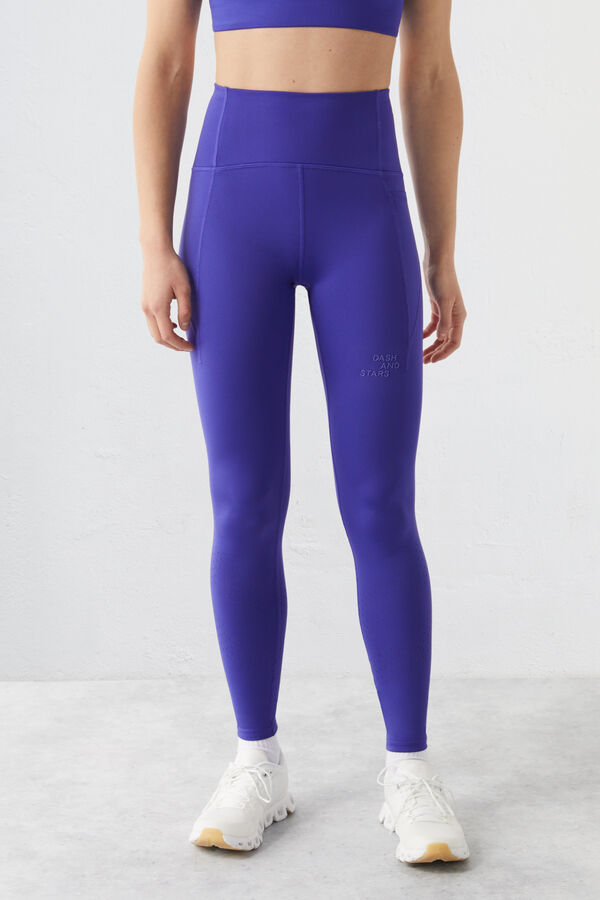 Dash and Stars Leggings azul violeta 4D Stretch rosa