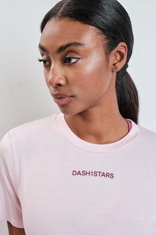 Dash and Stars Playera manga corta de modal rosa rosa