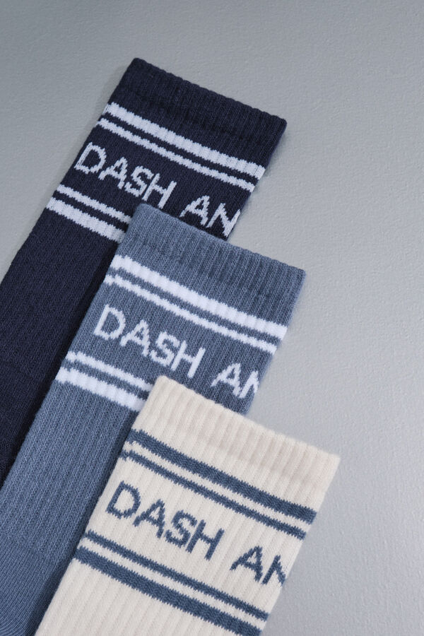 Dash and Stars Pack de 3 calcetines de media caña azul
