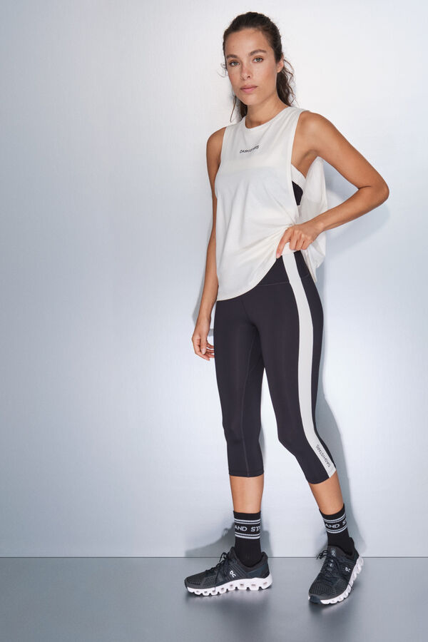 Dash and Stars Pantalón legging piratas blancos y negros 4D STRETCH negro