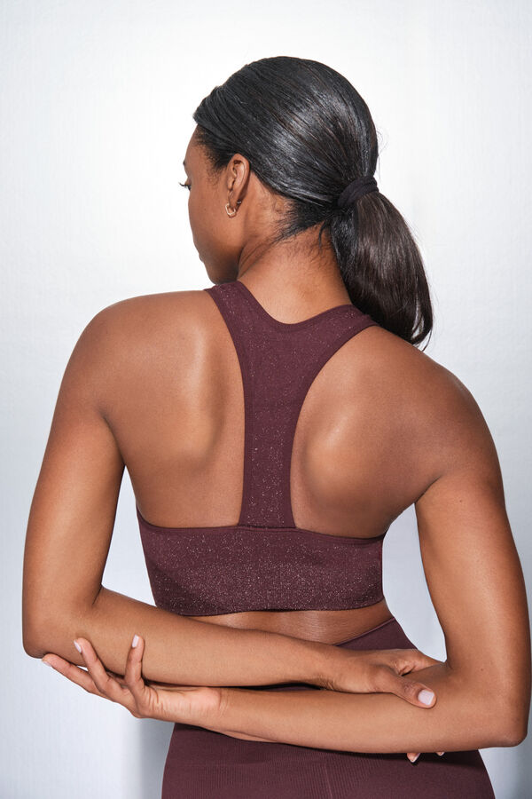 Dash and Stars Brasier deportivo morado SEAMLESS COMFORT burdeos