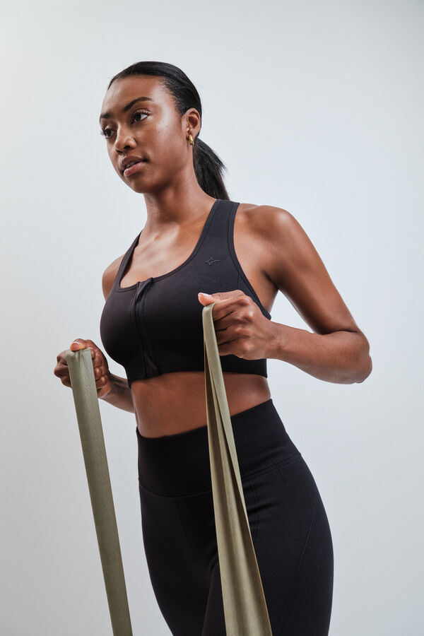 Dash and Stars Brasier deportivo negro con cierre SEAMLESS FIT negro