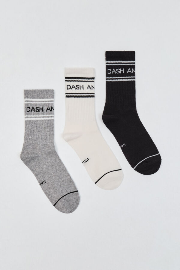 Dash and Stars Pack 3 calcetines medios de algod&oacute;n blanco