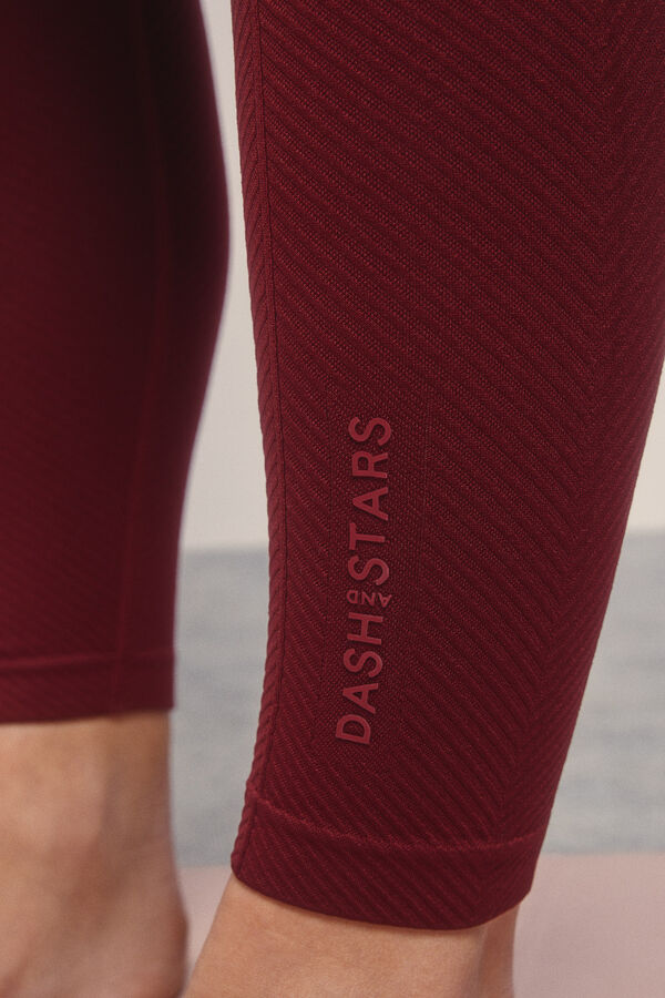 Dash and Stars Leggings SEAMLESS COMFORT burgundy púrpura