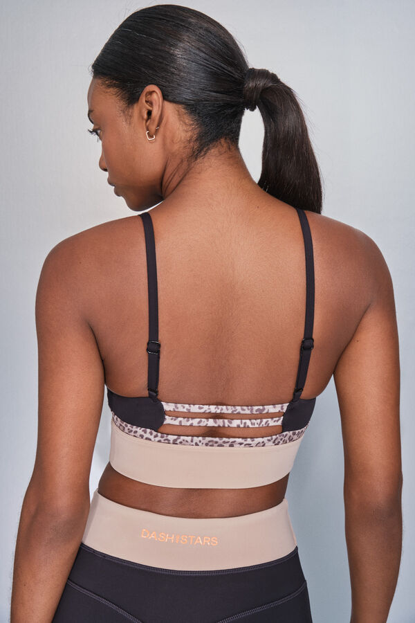 Dash and Stars Brasier deportivo negro con estampado animal 4D STRETCH  negro
