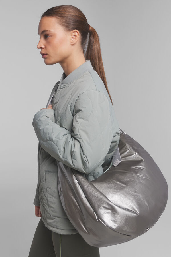 Dash and Stars Bolsa grande t&eacute;cnica suave plateada estampado