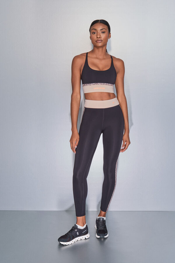Dash and Stars Brasier deportivo negro con estampado animal 4D STRETCH  negro