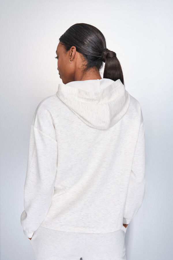 Dash and Stars Sudadera blanca drapeada beige