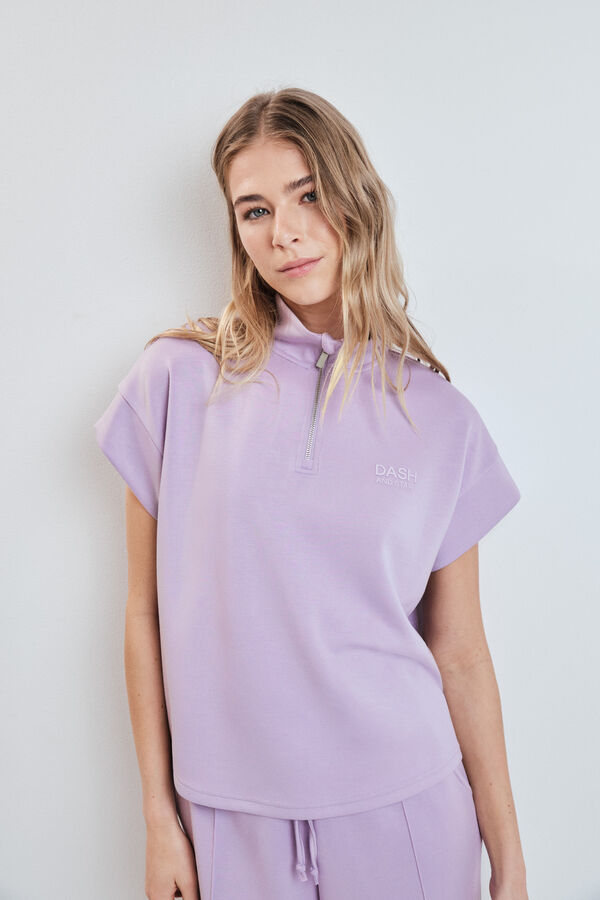 Dash and Stars Sudadera de manga corta de viscosa suave rosa morado/lila