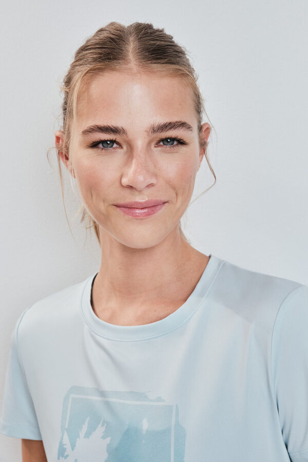 Dash and Stars Playera manga corta panel mesh azul azul