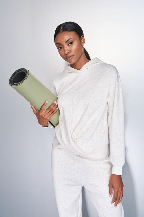 Dash and Stars Sudadera blanca drapeada beige