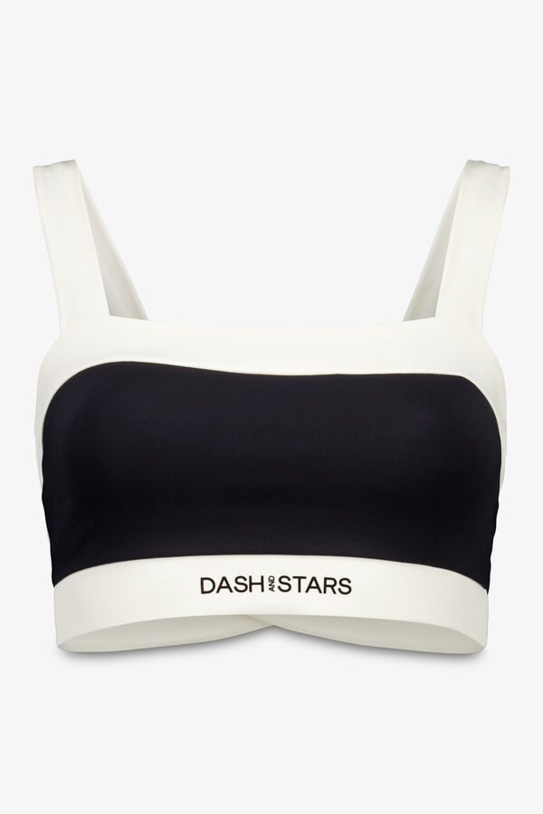 Dash and Stars Brasier deportivo bandeau elástico 4D en blanco y negro negro