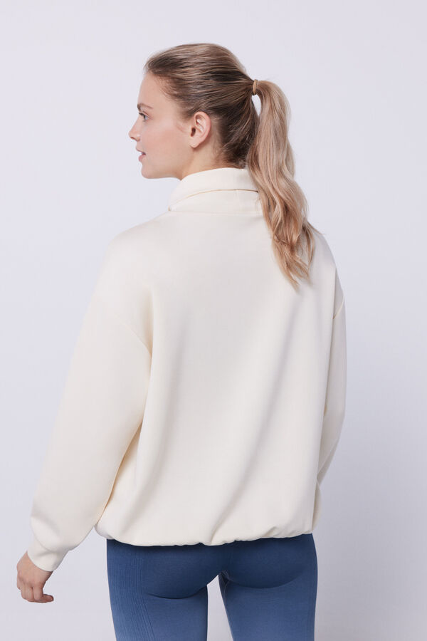 Dash and Stars Sudadera tacto suave blanca beige