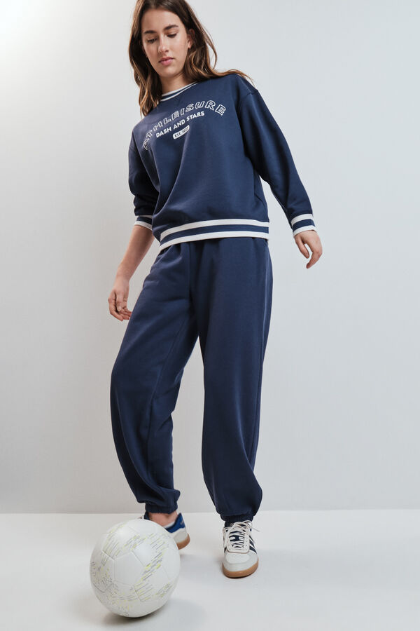 Dash and Stars Pantal&oacute;n recto de felpa azul azul