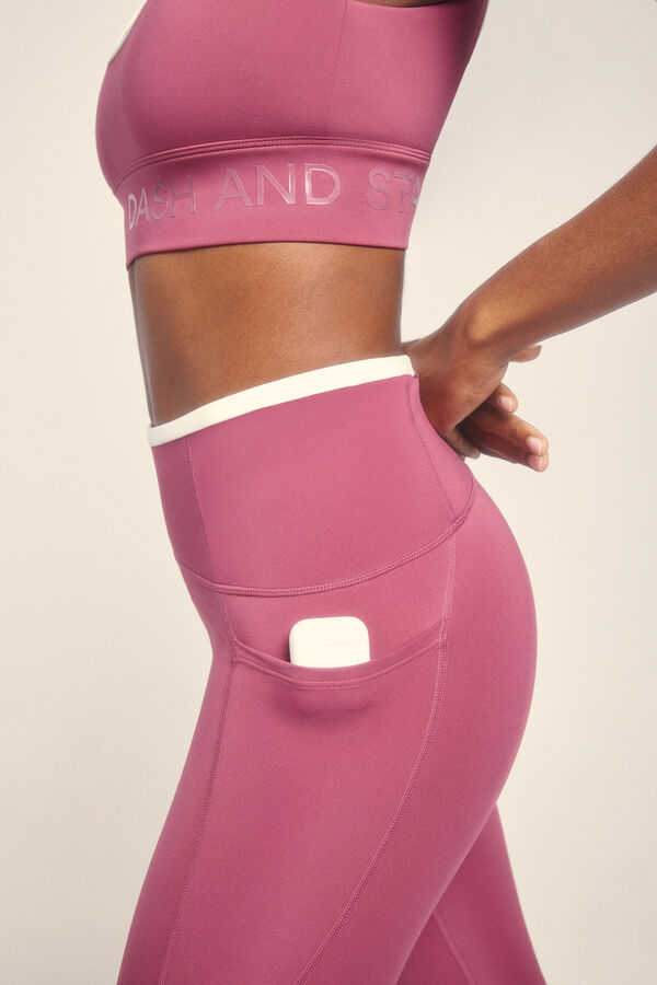 Dash and Stars Leggings 4D STRETCH crop rosa rosa