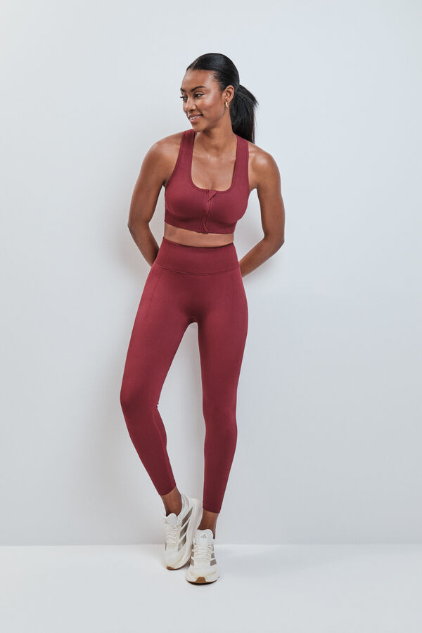 Dash and Stars Brasier deportivo rojo con cierre SEAMLESS FIT p&uacute;rpura