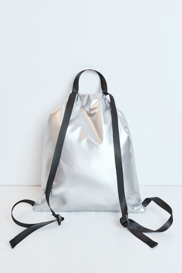 Dash and Stars Mochila metalizada acolchada gris