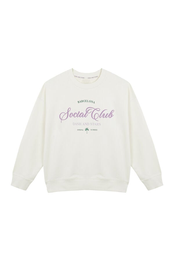 Dash and Stars Sudadera felpa 100% algodón blanco beige