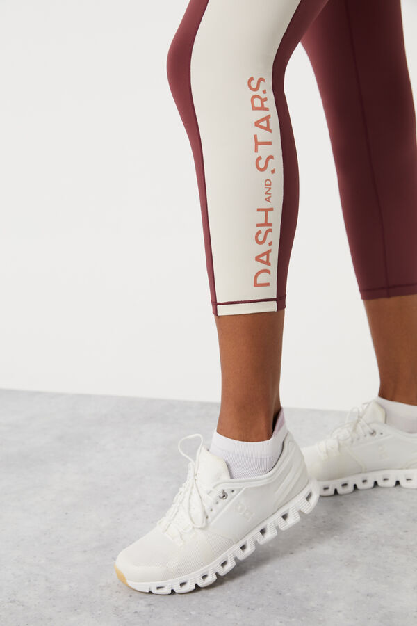 Dash and Stars Leggings crop color block granate 4D Stretch púrpura