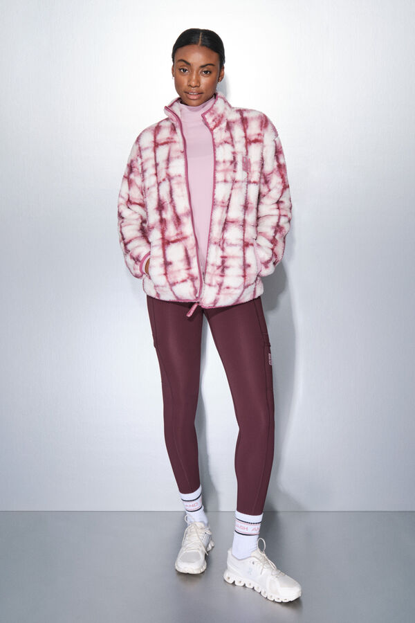 Dash and Stars Sudadera polar rosa con cierre.  rosa