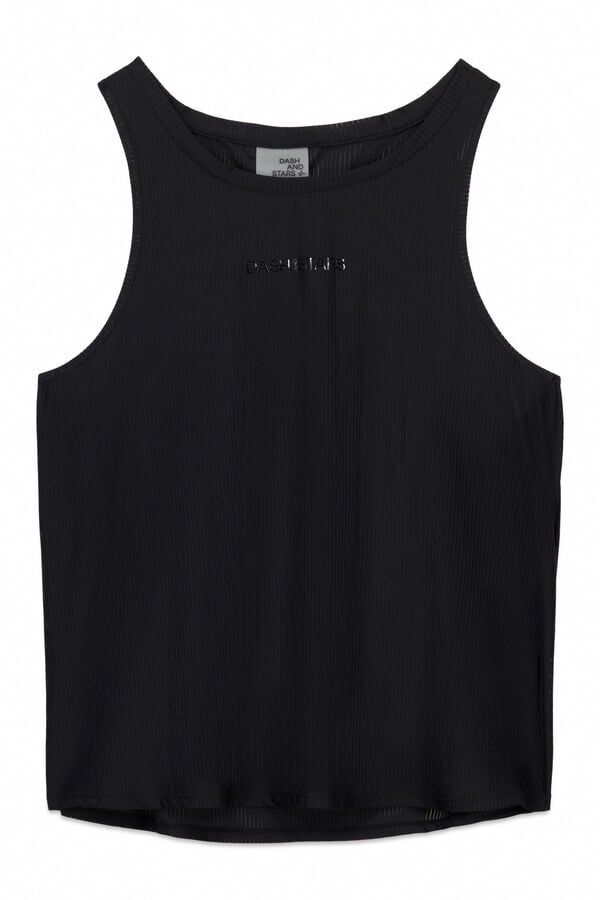 Dash and Stars Playera negra con cuello halter negro