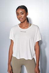 Dash and Stars Playera blanca de manga corta  beige