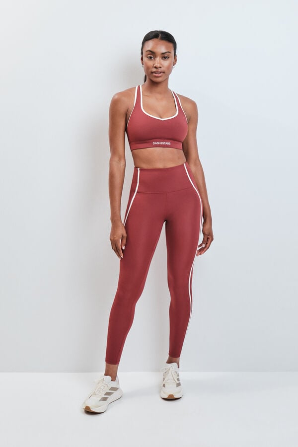 Dash and Stars Leggings largos 4D STRETCH burgundy p&uacute;rpura