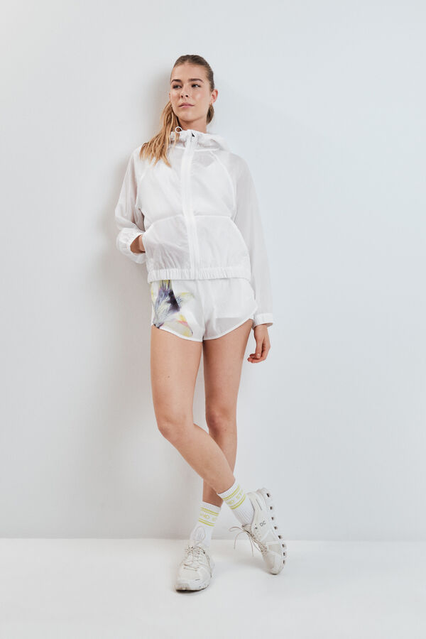 Dash and Stars Chamarra cortavientos con capucha blanca blanco
