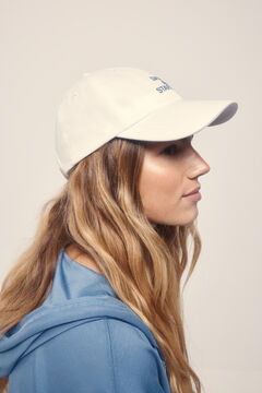 Dash and Stars Gorra blanca algodón logo beige