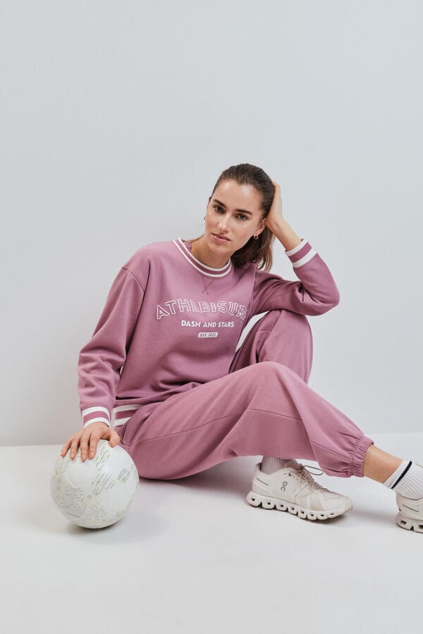 Dash and Stars Sudadera college de felpa rosa rosa