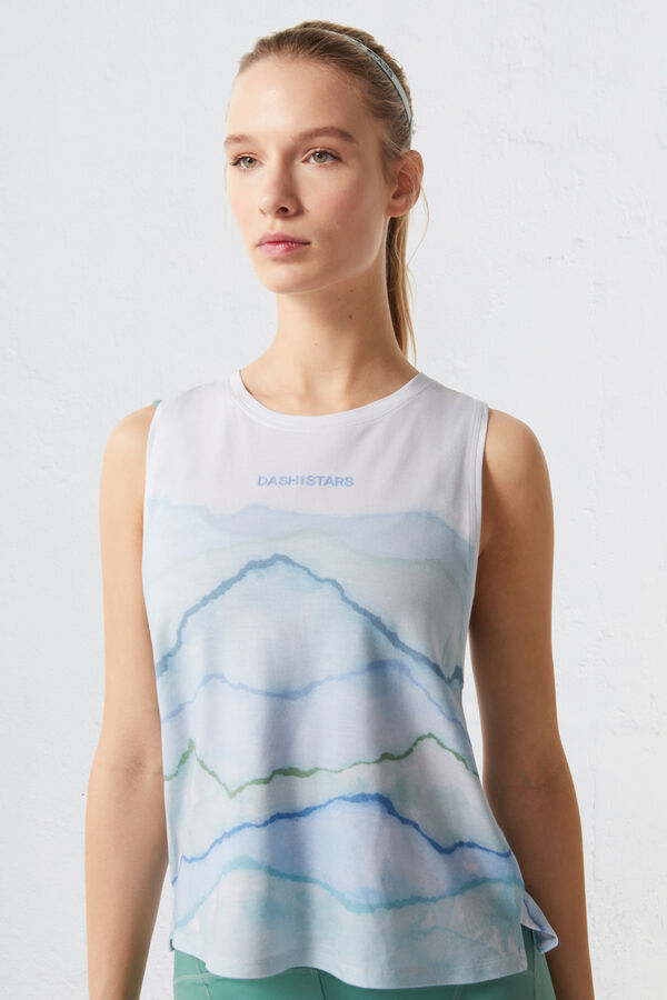 Dash and Stars Playera tirantes LENZING™ TENCEL™ estampado azul
