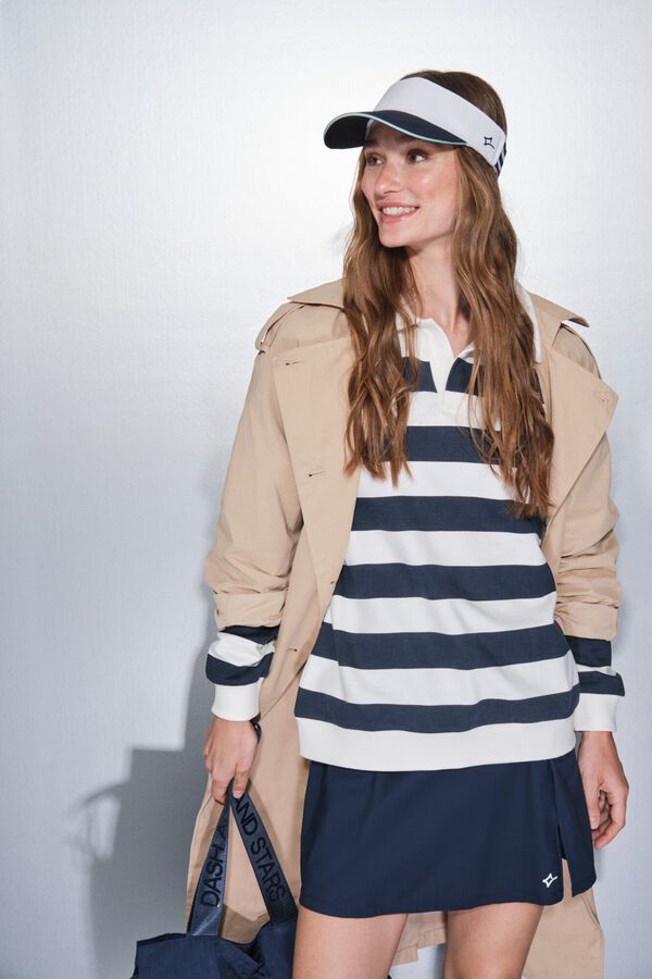 Dash and Stars Sudadera de forro polar 100% algodón con estampado de rayas azul