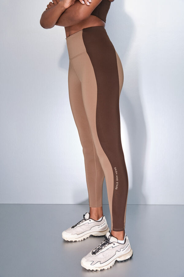 Dash and Stars Pantalón legging con bloques de color 4D STRETCH café