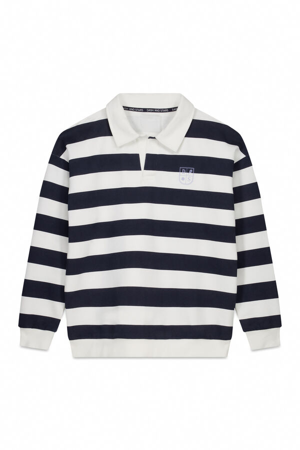 Dash and Stars Sudadera de forro polar 100% algodón con estampado de rayas azul