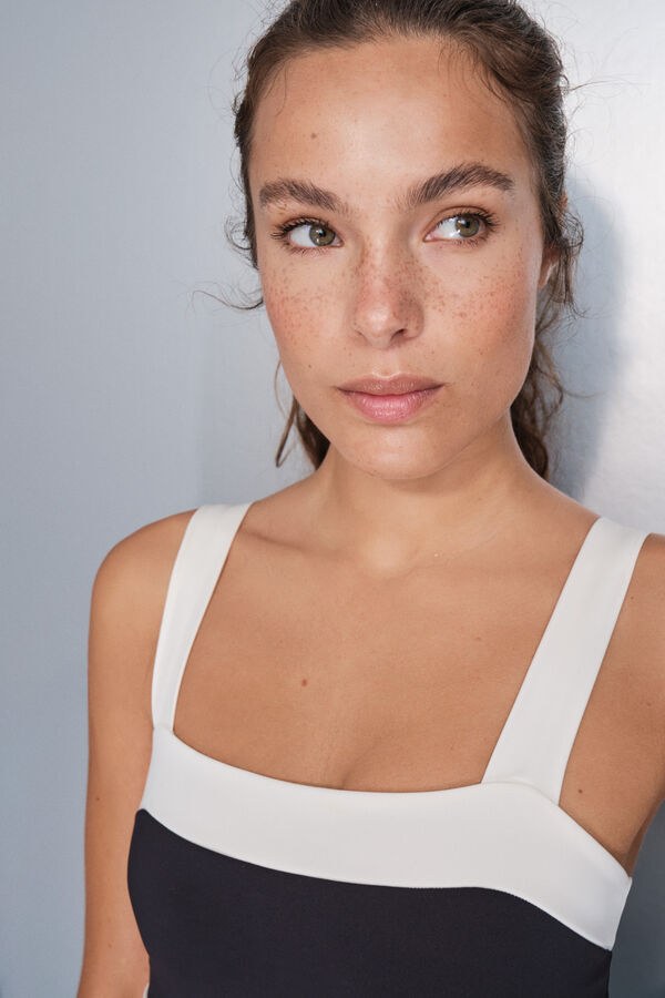 Dash and Stars Brasier deportivo bandeau elástico 4D en blanco y negro negro