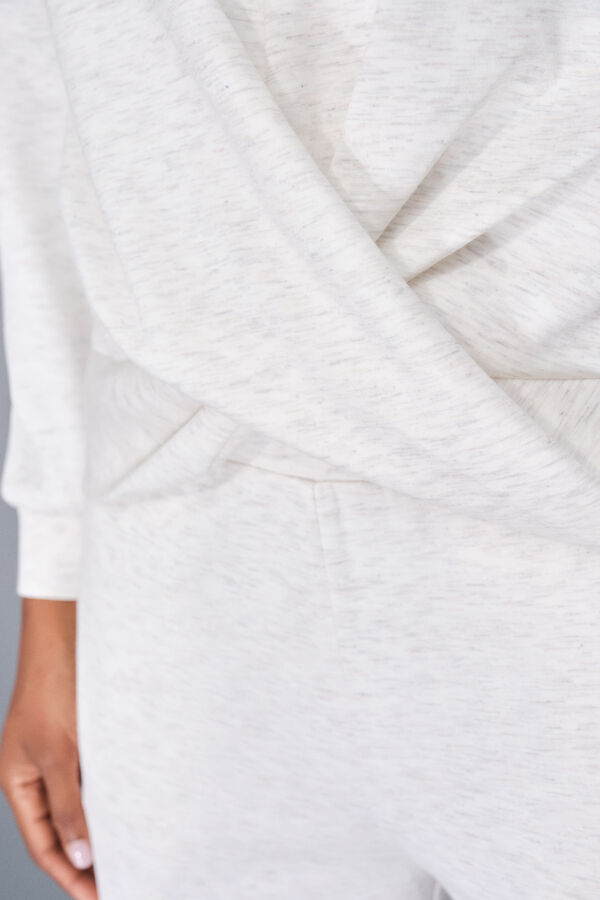 Dash and Stars Sudadera blanca drapeada beige