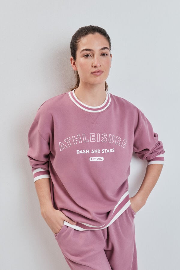 Dash and Stars Sudadera college de felpa rosa rosa