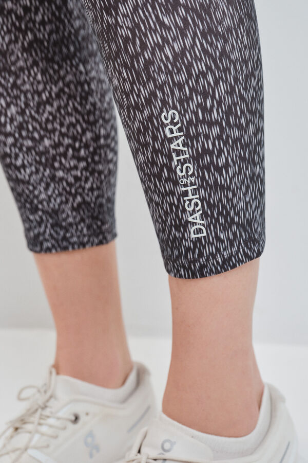 Dash and Stars Leggings crop 4D STRETCH estampado bitonal negro
