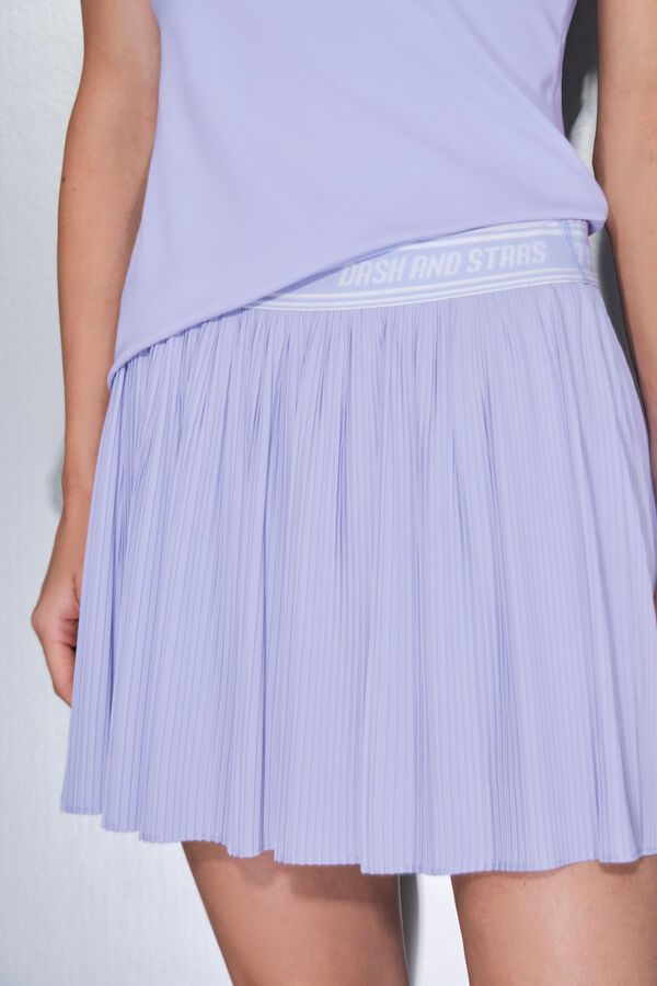 Dash and Stars Falda plisada lila con forro de malla morado/lila