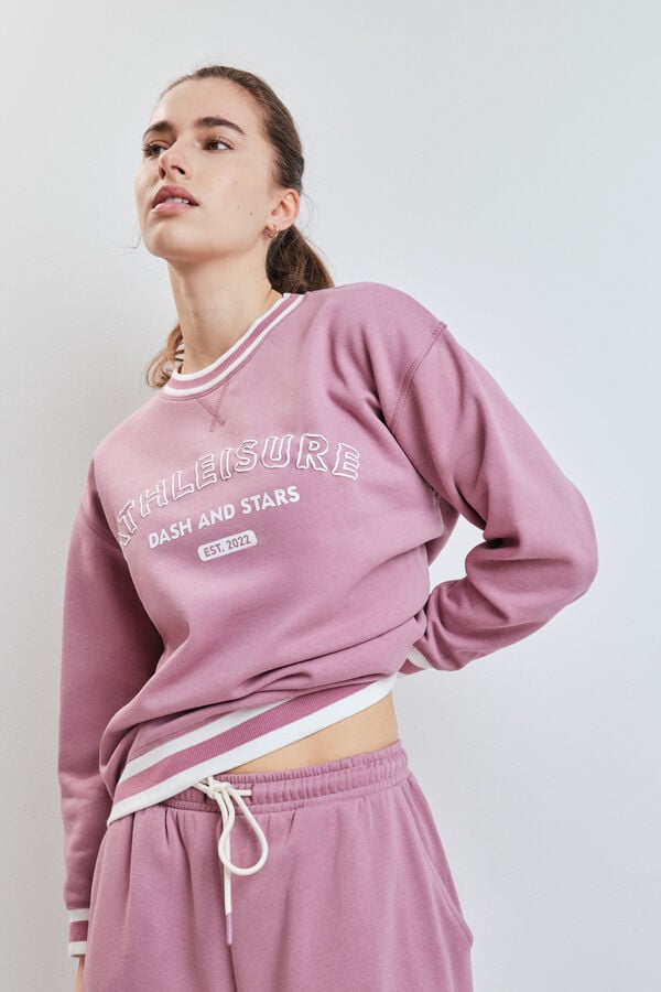 Dash and Stars Sudadera college de felpa rosa rosa