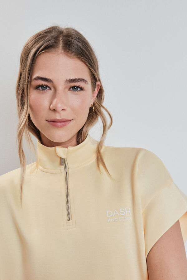 Dash and Stars Sudadera de manga corta de viscosa suave amarilla amarillo