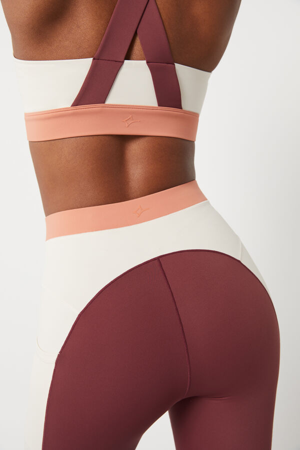 Dash and Stars Leggings crop color block granate 4D Stretch púrpura
