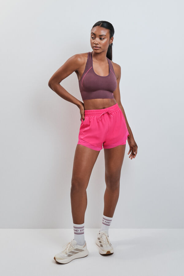 Dash and Stars Short ultra ligero de malla rosa rosa