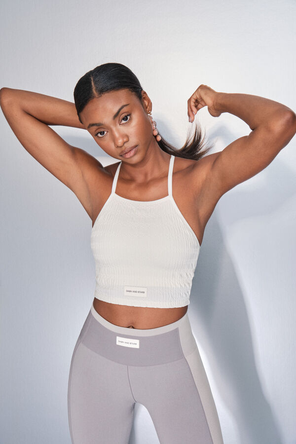 Dash and Stars Brasier deportivo blanco SEAMLESS COMFORT beige